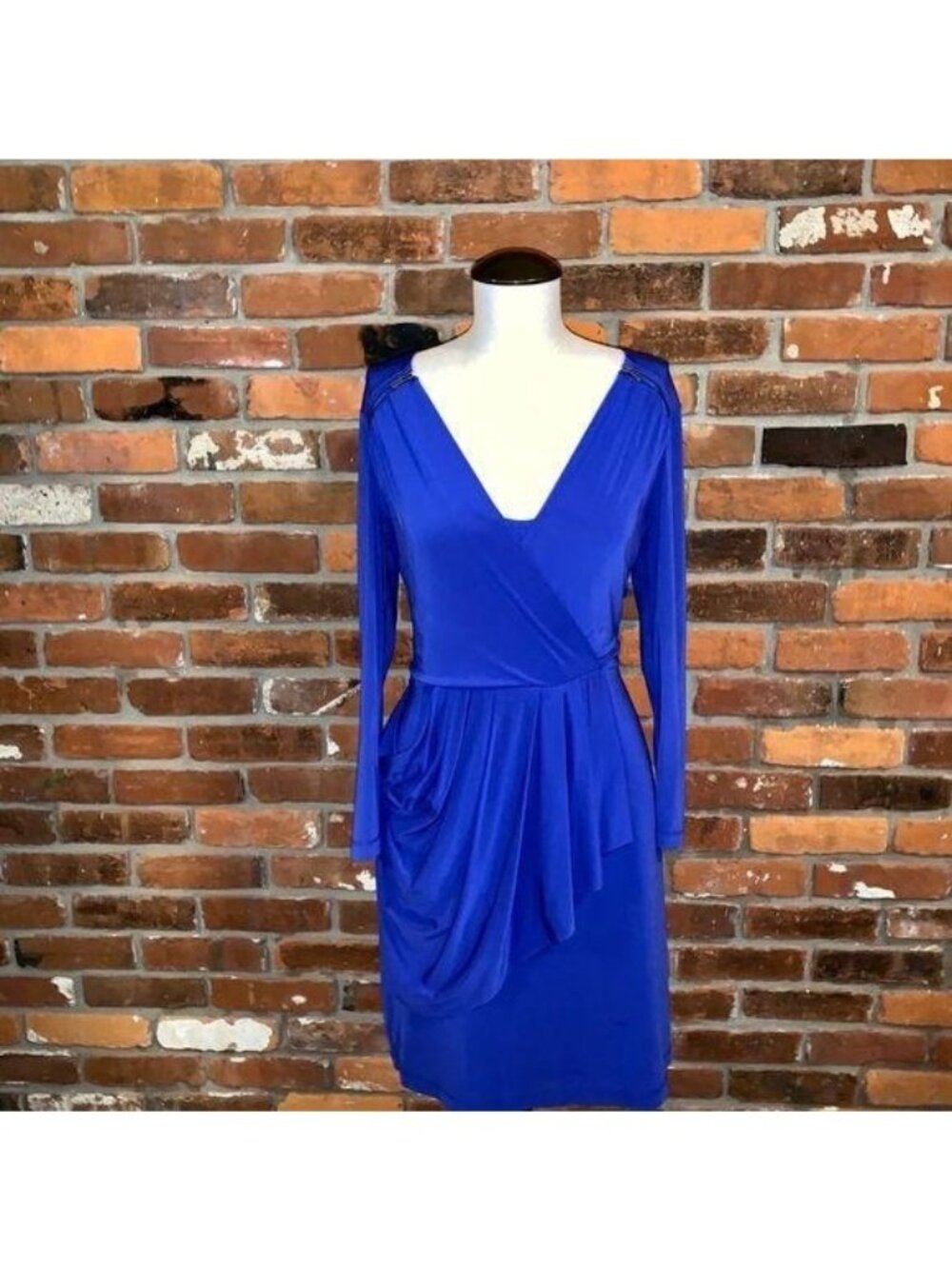 BCBGMAXAZRIA  Blue Long Sleeve Slinky Dress Size Medium